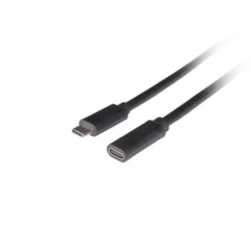 Lanberg USB-C M/F 3.1 kábel, 0,5 m, fekete