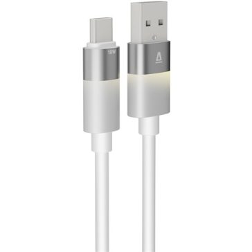   AVAX CB312 GLOWY 18W USB-A - USB-C gyorstöltő kábel, fehér - 1m
