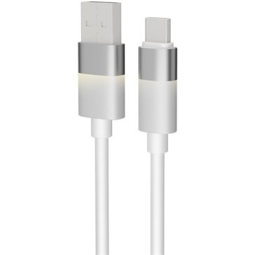   AVAX CB312 GLOWY 18W USB-A - USB-C gyorstöltő kábel, fehér - 1m