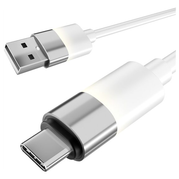 AVAX CB312 GLOWY 18W USB-A - USB-C gyorstöltő kábel, fehér - 1m