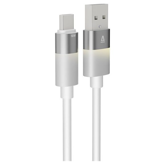 AVAX CB313 GLOWY 18W USB-A - USB-C gyorstöltő kábel, fehér - 2m