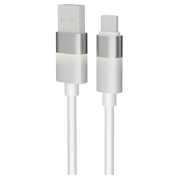 AVAX CB313 GLOWY 18W USB-A - USB-C gyorstöltő kábel, fehér - 2m