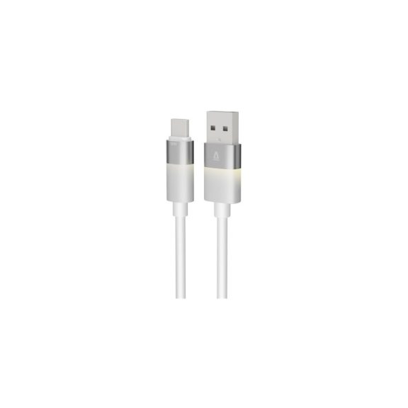 AVAX CB313 GLOWY 18W USB-A - USB-C gyorstöltő kábel, fehér - 2m