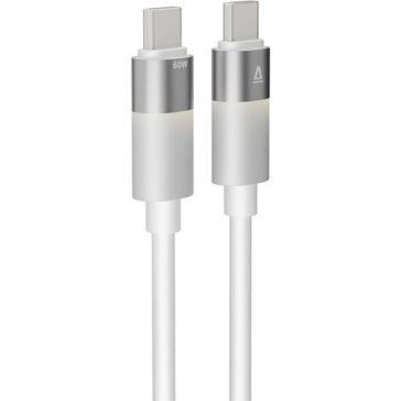 AVAX CB316 GLOWY 60W USB-C gyorstöltő kábel, fehér - 1m