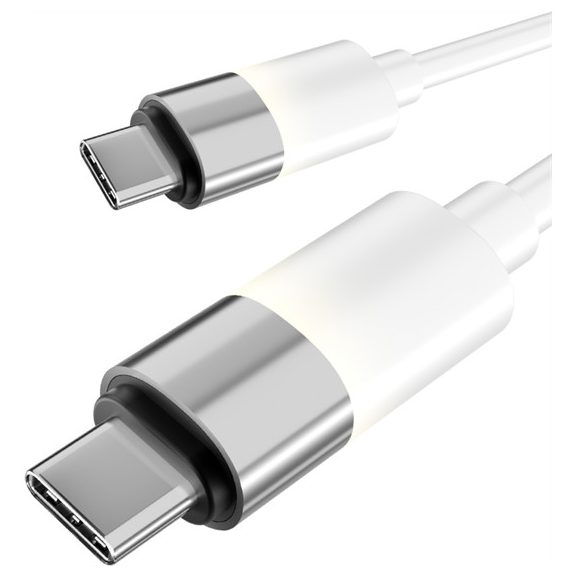 AVAX CB316 GLOWY 60W USB-C gyorstöltő kábel, fehér - 1m