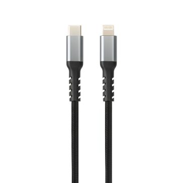   AVAX Steely USB Type-C - Lightning gyorstöltő kábel, 1.5m, 27W, acélszürke - CB402G