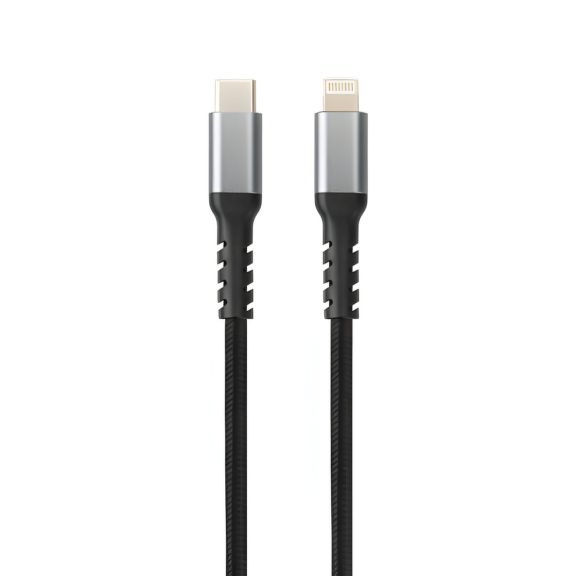 AVAX Steely USB Type-C - Lightning gyorstöltő kábel, 1.5m, 27W, acélszürke - CB402G