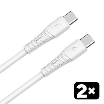   AVAX CB4303 2x 60W USBC gyorstöltő szilikon kábelcsomag, fehér - 1,5m