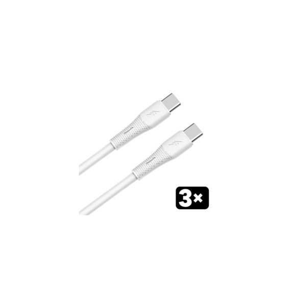 AVAX CB4307 3x 60W USBC gyorstöltő szilikon kábel szett, fehér - 1,5m