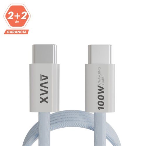 AVAX CB610LB MAGNETY 100W USB C mágneses gyorstöltő kábel, fonott, világoskék - 1m