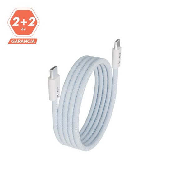 AVAX CB610LB MAGNETY 100W USB C mágneses gyorstöltő kábel, fonott, világoskék - 1m