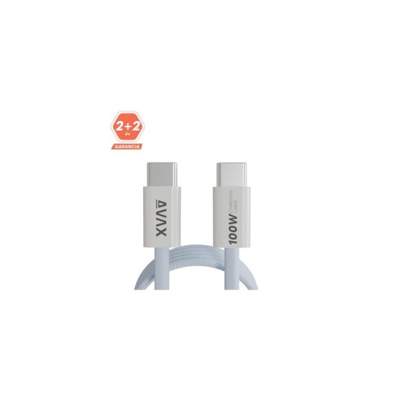 AVAX CB610LB MAGNETY 100W USB C mágneses gyorstöltő kábel, fonott, világoskék - 1m