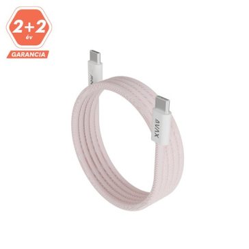   AVAX CB610P MAGNETY 100W USB C mágneses gyorstöltő kábel, fonott, rózsaszín - 1m