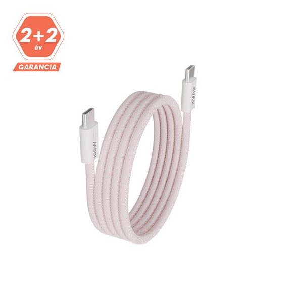 AVAX CB610P MAGNETY 100W USB C mágneses gyorstöltő kábel, fonott, rózsaszín - 1m