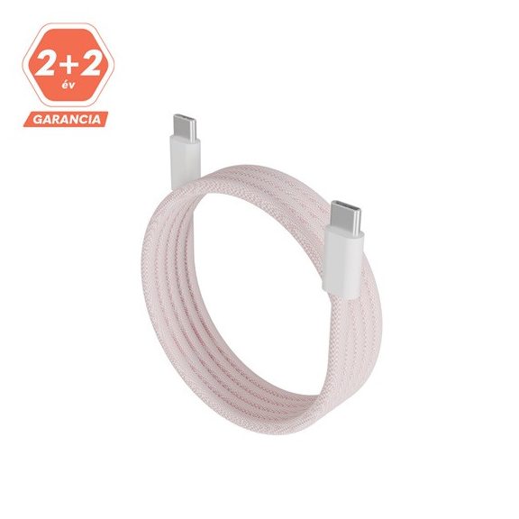 AVAX CB610P MAGNETY 100W USB C mágneses gyorstöltő kábel, fonott, rózsaszín - 1m