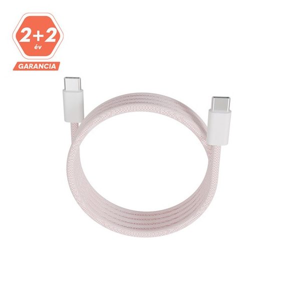 AVAX CB610P MAGNETY 100W USB C mágneses gyorstöltő kábel, fonott, rózsaszín - 1m