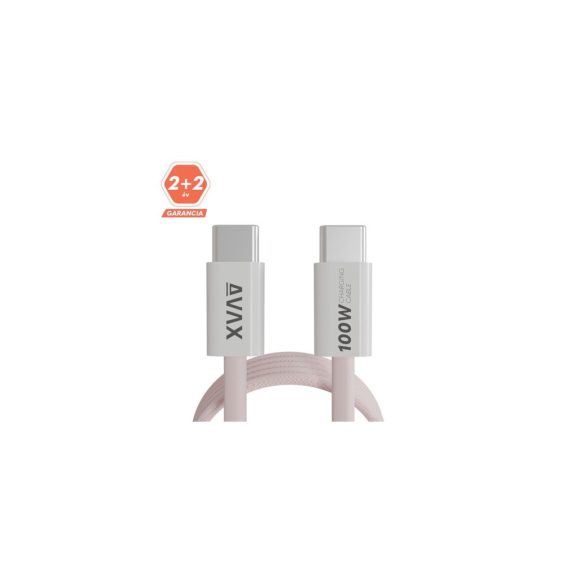 AVAX CB610P MAGNETY 100W USB C mágneses gyorstöltő kábel, fonott, rózsaszín - 1m