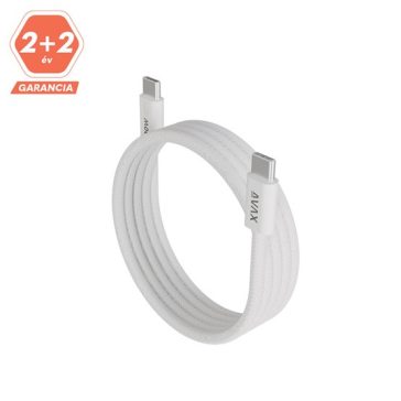   AVAX CB610W MAGNETY 100W USB C mágneses gyorstöltő kábel, fonott, fehér - 1m