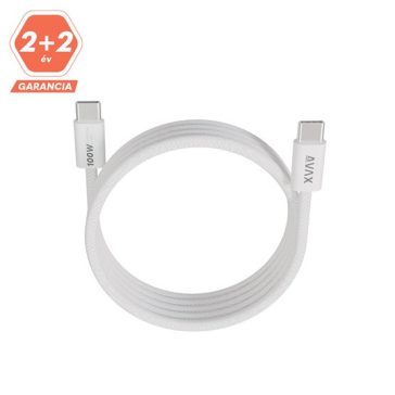   AVAX CB610W MAGNETY 100W USB C mágneses gyorstöltő kábel, fonott, fehér - 1m
