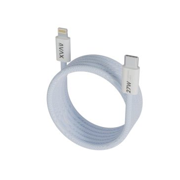 Avax Magnety USB-C to Lightning kábel 1m, 27W gyorstöltő, fonott világoskék