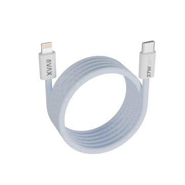 Avax Magnety USB-C to Lightning kábel 1m, 27W gyorstöltő, fonott világoskék