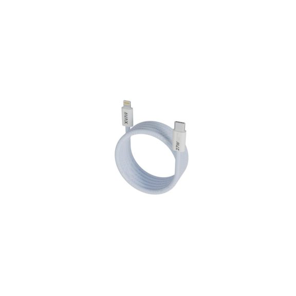 Avax Magnety USB-C to Lightning kábel 1m, 27W gyorstöltő, fonott világoskék