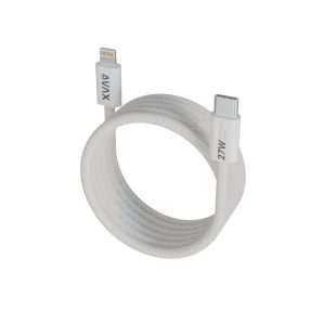 Avax Magnety USB-C to Lightning kábel 1m, 27W gyorstöltő, fonott fehér