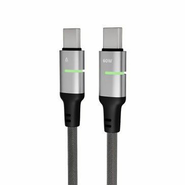 AVAX CB632 Steely LED 60W USB-C gyorstöltő kábel fonott fekete kivitelben.