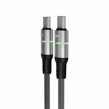AVAX CB632 Steely LED 60W USB-C gyorstöltő kábel fonott fekete kivitelben.