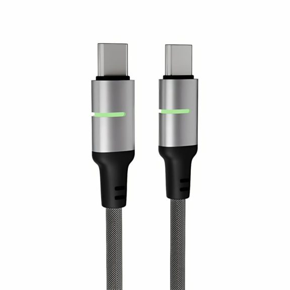 AVAX CB632 Steely LED 60W USB-C gyorstöltő kábel fonott fekete kivitelben.