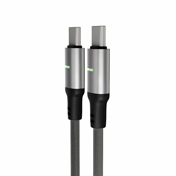 AVAX CB632 Steely LED 60W USB-C gyorstöltő kábel fonott fekete kivitelben.
