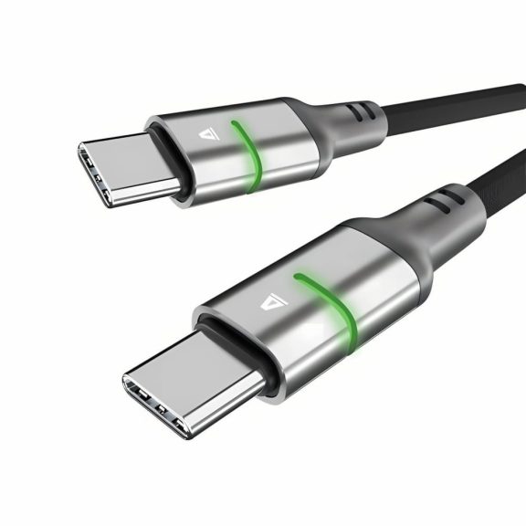 AVAX CB632 Steely LED 60W USB-C gyorstöltő kábel fonott fekete kivitelben.