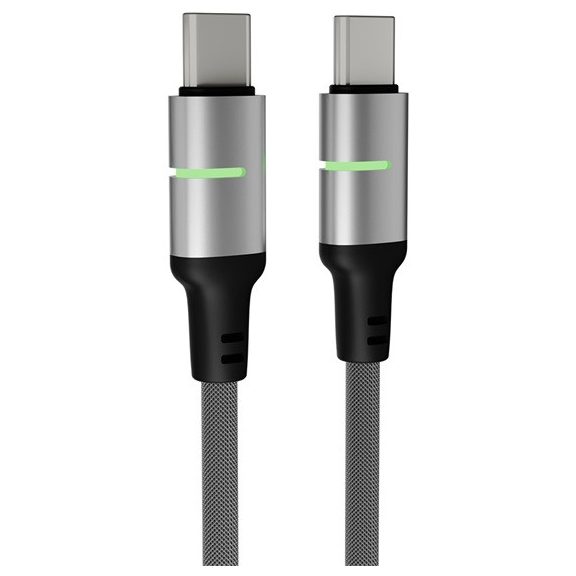 AVAX CB633 STEELY LED 60W USB-C gyorstöltő kábel, fonott, fekete - 2m