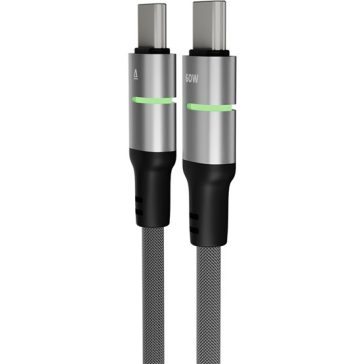   AVAX CB634 STEELY LED 60W USB-C gyorstöltő kábel, fonott, fekete - 3m
