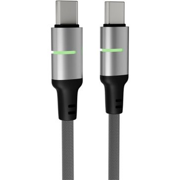   AVAX CB634 STEELY LED 60W USB-C gyorstöltő kábel, fonott, fekete - 3m