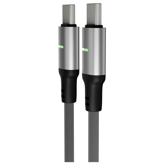 AVAX CB634 STEELY LED 60W USB-C gyorstöltő kábel, fonott, fekete - 3m