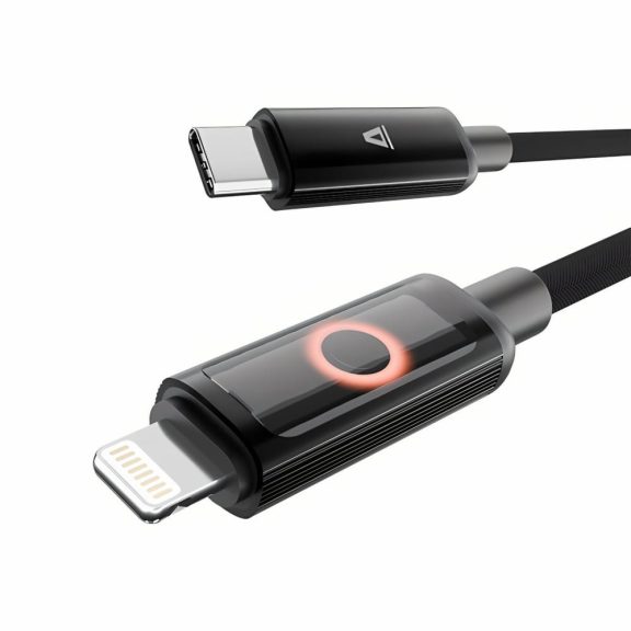 AVAX CB651 PULSEY USB-C - Lightning gyorstöltő kábel, 27W, fonott, 1.0m, szürke