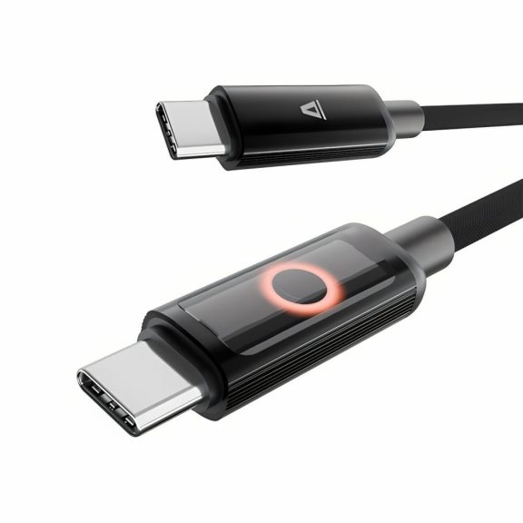 AVAX CB653 PULSEY 60W USB-C - USB-C gyorstöltő kábel fonott kivitelben, szürke színben, 0.5m hosszúságban