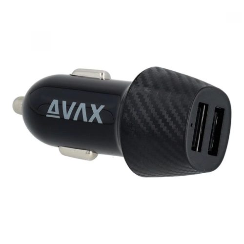 AVAX CC301B CARLY autós töltő, 2x USB-A, 12W, fekete