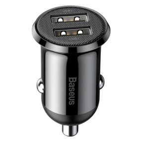 Baseus Grain Pro autóstöltő 24W, 2×USB Type-A, fekete