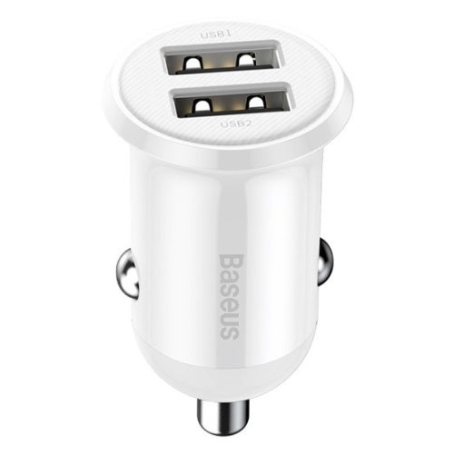 Baseus Grain Pro autóstöltő 24W, 2×USB Type-A, fehér
