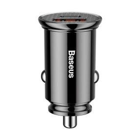   Baseus Circular Plastic autós gyorstöltő 30W, USB Type-A + USB Type-C, fekete