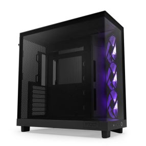 NZXT H6 Flow RGB fekete számítógépház panoráma üveglappal és három RGB ventilátorral