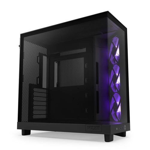 NZXT H6 Flow RGB fekete számítógépház panoráma üveglappal és három RGB ventilátorral