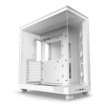   NZXT H6 Flow ATX miditorony számítógépház, matt fehér - CC-H61FW-01
