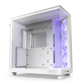 NZXT H6 Flow RGB fehér számítógépház panoráma üveglappal és három RGB ventilátorral