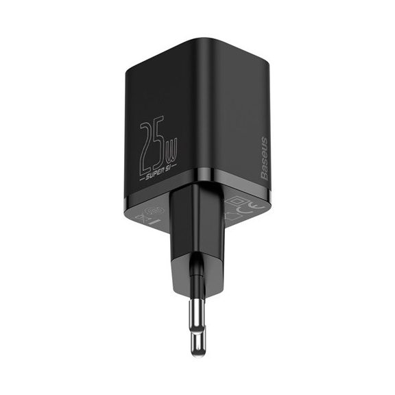 Baseus Super Si hálózati gyorstöltő 25W, USB Type-C, fekete