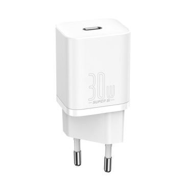   Baseus Super Si hálózati gyorstöltő 30W, USB Type-C, fehér
