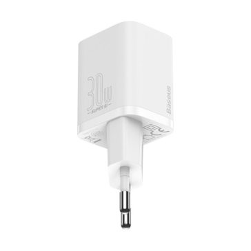   Baseus Super Si hálózati gyorstöltő 30W, USB Type-C, fehér