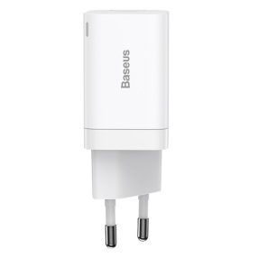   Baseus Super Si Pro hálózati gyorstöltő 30W, USB Type-C + USB Type-A, fehér